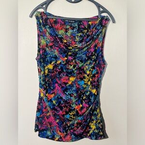 Cable & Gauge sleeveless tank top women’s‎ M colorful ruched stretch layering